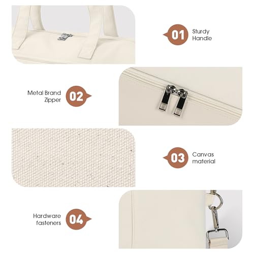 Women's Weekender bag Travel Duffel Bag with Shoe Compartment 21-inch Airline-Approved Carry-On, 2-Piece Overnight Bag Set Personal Item Luggage - color: 1A-Beige
