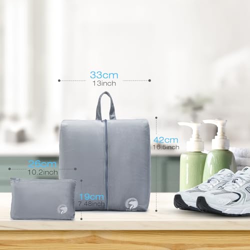 40x30x20 cm Travel Bag Foldable,Lightweight Gym Bags for Women Men,16x12x8 inch Personal Item Bag for Airlines, 25L Waterproof Travel Duffel Bags for Carry on Weekender Overnight Hospital Gray