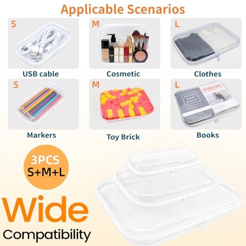 3PCS Thickened Clear Hard Shell Zipper Case, Professional Grade Plastic Transparent Storage Box, Toiletry Pouch, Travel Organizer, Cosmetic Bag (S/M/L) - color: 3PCS-S/M/L