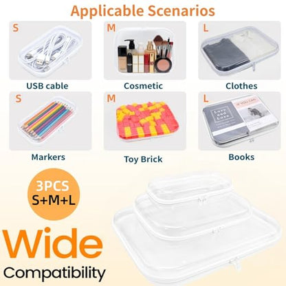 3PCS Thickened Clear Hard Shell Zipper Case, Professional Grade Plastic Transparent Storage Box, Toiletry Pouch, Travel Organizer, Cosmetic Bag (S/M/L) - color: 3PCS-S/M/L