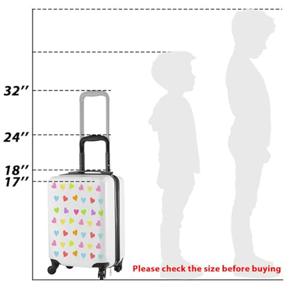 Redbaker 6 Pcs Kids Luggage Set, 17 Inch, White Love
