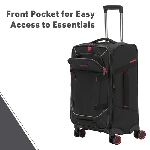 Spyder Freestyle 22 Inch Expandable Softside Upright Suitcase with 360° Spinner Wheels, Black - color: Black, size: Carry-On