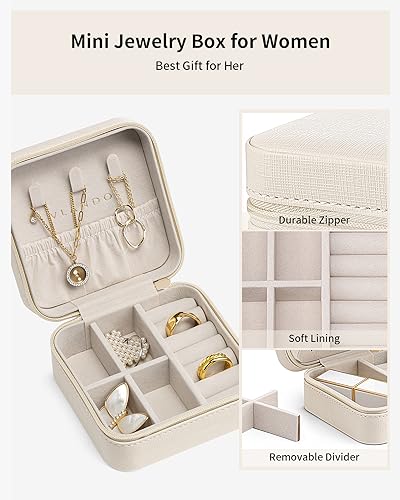 VLANDO Travel Jewelry Case, Compact Design, Necklace Hook, Anti-Tangle - color: B.Beige