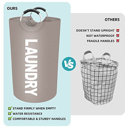 90L Large Laundry Basket, Dirty Clothes Waterproof Laundry Hamper, Khaki - color: Khaki, size: 90L