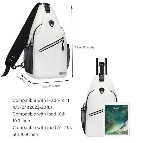 MOSISO Small Sling Bag for Men, Crossbody Shoulder Chest Daypack Bag - color: Ivory White