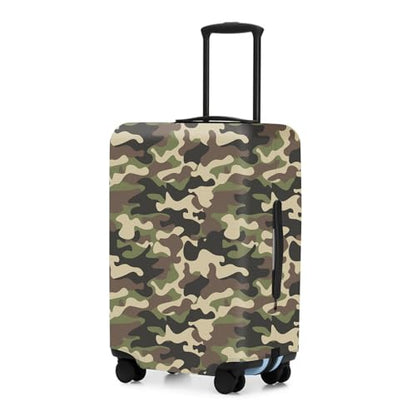 Adorila Travel Luggage Cover with Forest Camouflage Pattern - Elastic Suitcase Sleeve Protector with Double-Side Zippers, Fits (22-25 Inch), Size M