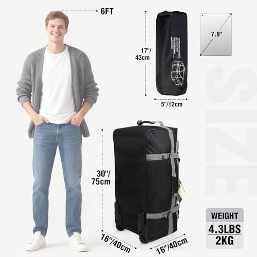 REDCAMP 30" Foldable Rolling Duffle Bag with Wheels for Travel Carry on - color: Black 120L‑2 Wheels