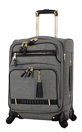 Steve Madden Designer Luggage Collection - 3 Piece Softside Expandable Lightweight Spinner Suitcase Set - Travel Set Includes an Under Seat Bag, 20-Inch Carry on and 28-Inch Checked Suitcase, - color: Peek-a-boo Grey