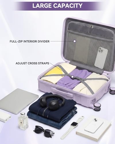 Somago Luggage Sets 2pcs, Hardside 20"/24" with Duffle & Toiletry Pouch - color: Light Purple, size: 4 Pieces Set (20/24/DB/TB)