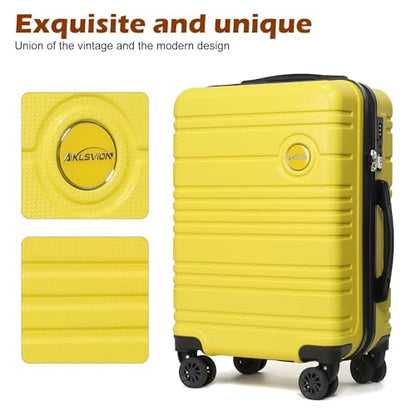 ABS+PC Carry on Luggage set with backpack 3 Pcs suitcace with Spinner wheels TSA Lock 20-In hardshell Lightweight Luggage set(Yellow) - color: Yellow