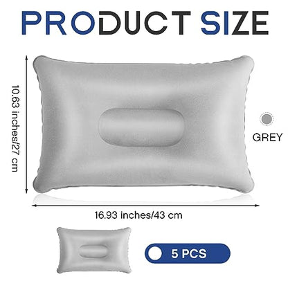 Maitys 5 Pcs Inflatable Camping Pillow,16.93 X 10.63 Inches,Gray - color: Gray, size: 16.93 x 10.63 Inches