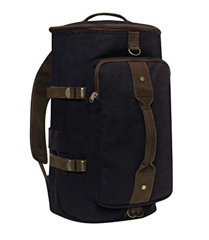 Rothco Convertible Canvas Duffle Backpack – Outdoor Camping Weekend Travel Bag 30L - color: Black
