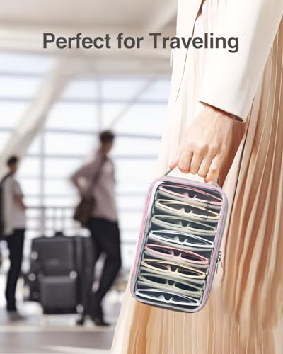 Luxtude Travel Sunglasses Organizer Case, Clear Sunglasses Travel Case - color: Pink-8 Pairs