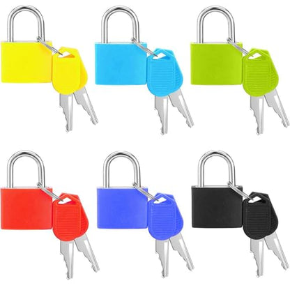 6 Pack Mini Padlocks with Keys, Waterproof Copper & Zinc Alloy Small Locks, Shatterproof & Rustproof Travel Luggage Locks for Suitcase Backpack Gym Locker Jewelry Box - Multicolor