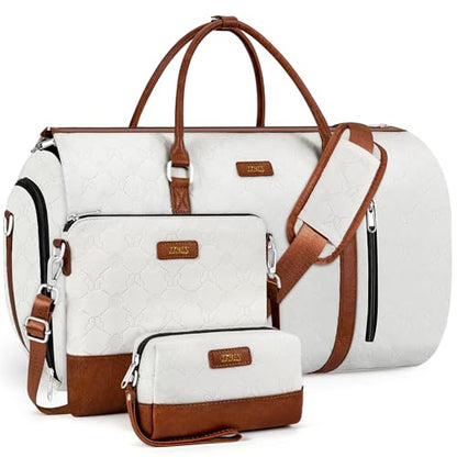 Convertible 2-in-1 Garment Bags for Travel with Waterproof Shoe Compartment - color: White