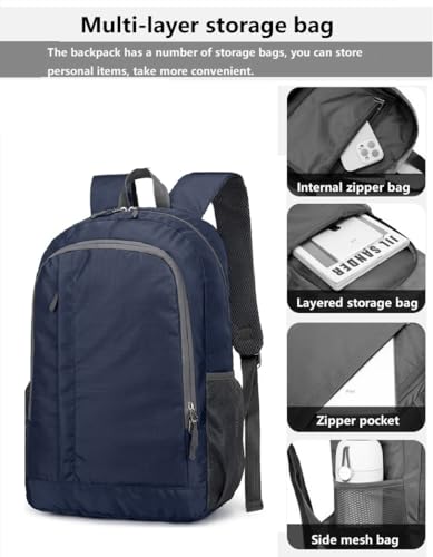 Ultra Packable Hiking Backpack, Foldable Travel Daypack, 25L - color: Dark Blue