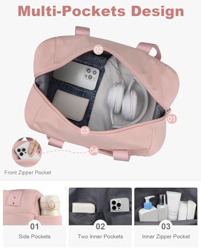 Pritent Travel Duffle Bag, Weekender Overnight Personal Item Carry On Bag - color: Pink, size: Medium