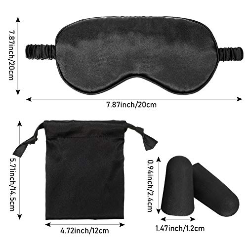 Geyoga Silk Satin Sleep Mask with Ear Plugs, Blindfold,Black, Pink - color: Black, Taro Purple