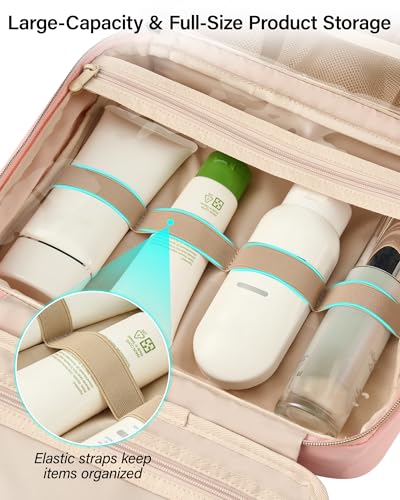 Hanke Hanging Travel Toiletry Bag for Women Portable Makeup Bag - color: Pink