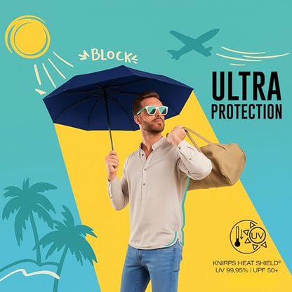 Knirps U.200 Ultra Light Duomatic Automatic Open Rain Umbrella - Compact Windproof Travel Umbrella for Adults - 97cm Diameter Retractable With Carrying Case - color: Kolibri