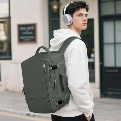 Beraliy Travel Backpack for Men Women,TSA Carry On Backpack Flight Approved - color: Olive-green