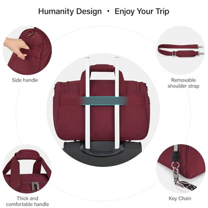 Hanke Small Underseat Carry On Luggage Bags for Travel with 10 Pockets. - color: Burgundy, size: Underseat Carry-On