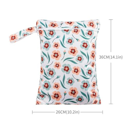 Happy Flute 3 Set Wet Bag Storage Bag Zipper Waterproof Washable for Baby - color: Daisy
