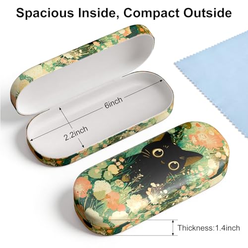 Hard Shell Leather Sunglasses Case,Classic Fashionable Cute Large Glasses Case for Women Men,Sunglass Eyeglasses - color: Fun Cat