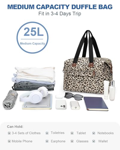Pritent Travel Duffle Bag, Weekender Overnight Personal Item Carry On Bag - color: Leopard, size: Large