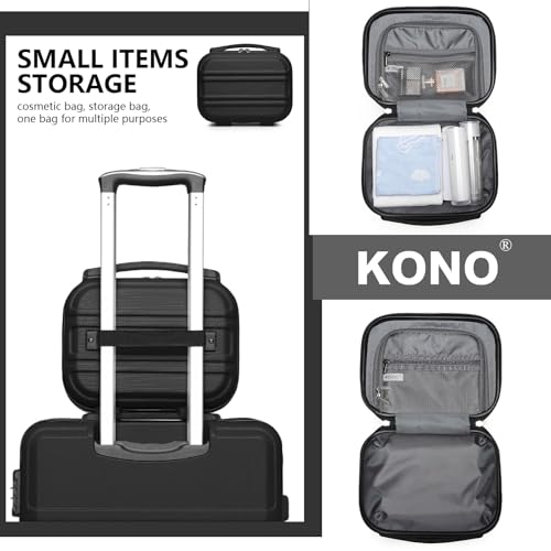 Kono Carry On Luggage Set Airline Approved with Spinner Wheels - color: Black, size: 2-piece Set (12/20)