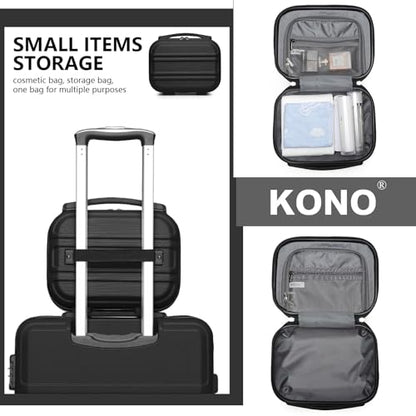 Kono Carry On Luggage Set Airline Approved with Spinner Wheels - color: Black, size: 2-piece Set (12/20)