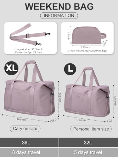 Capolo Expandable Travel Duffle Bag Weekender Overnight Bags for Women Men - color: Dark Purple, size: Large