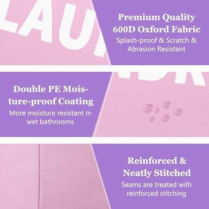 Pink Laundry Basket,Hampers for Laundry with Handle,Foldable Clothes Basket - color: 2Pcs Pink, size: L-95L