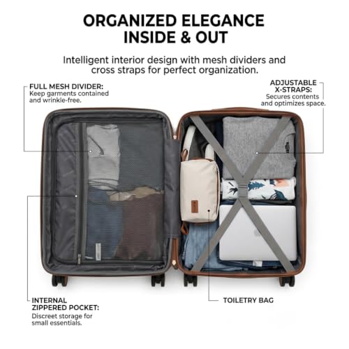 Rosamo 6-Piece Hard Shell Expandable Luggage Set, Airline Approved Carry-On - color: Beige