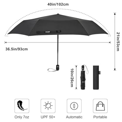 G4Free 40 Inch Travel Compact Umbrella Mini Sun UV Protection Umbrella - color: Black