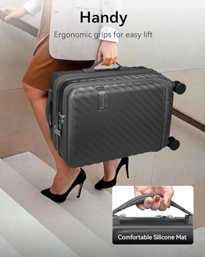LUGGEX Front Compartment Carry On Set, Gunmetal, 20" + Tote - color: Gunmetal