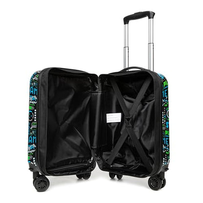 Kid’s Luggage Set 3 Piece Suitcase Set 16’’ Hardside Luggage with Spinner Wheels Girls Boys Carry on Toddler Travel Rolling Suitcase Airline Approved - color: Game