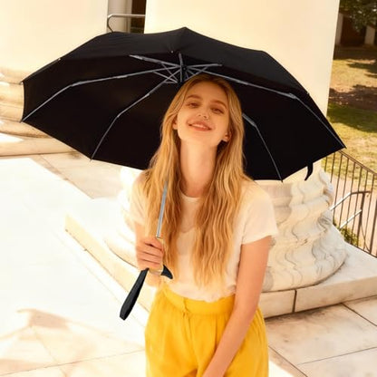 Duck Cute Travel Compact Umbrella Automatic, Wooden Handle for Gifts Women - color: 0.4 Black, size: 23 inch ARC