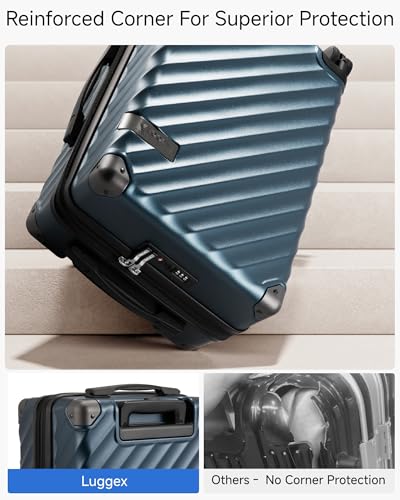 LUGGEX 20 Inch Carry On Luggage 22x14x9 Airline Approved, Navy - color: Navy, size: Carry-On 20-Inch