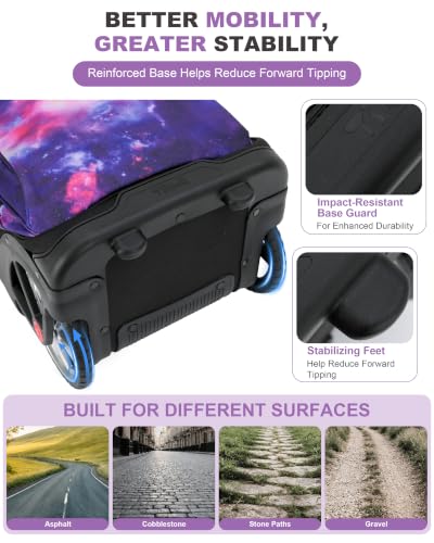 NEW TILAMI 19 Inch Rolling Backpack with Lunch Bag School, Purple Starry - color: Purple Starry