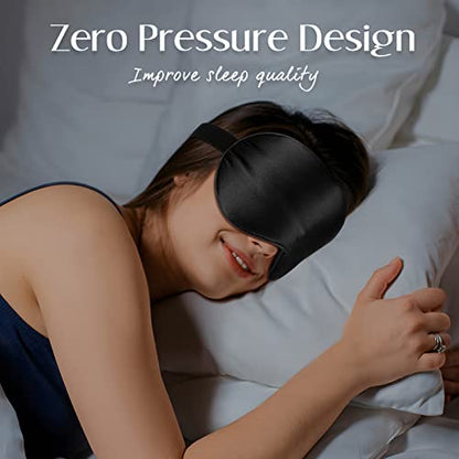 LULUSILK Mulberry Silk Sleep Eye Mask, Blindfold for Women and Men, Black - color: Black