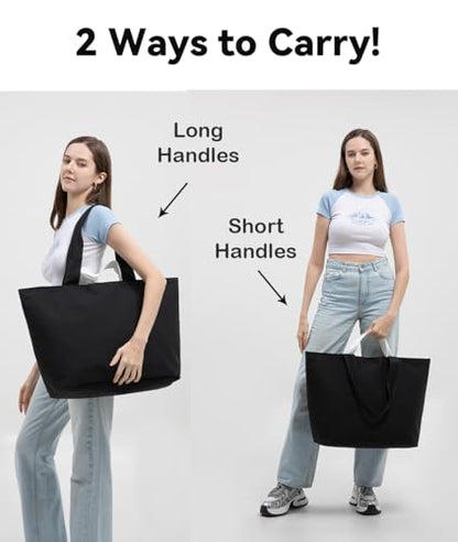 Bagelite 22'' 50L 100% Cotton Oversized Travel Tote Bag for Women - Tear-Resistant, Overnight/Weekend/Beach Bag - color: Black 2（22'' Xl）