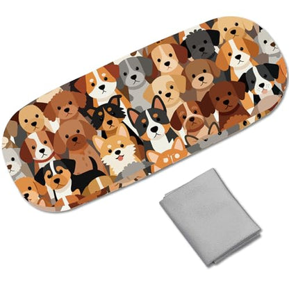 CREATCABIN Cute Eyeglasses Case Hard Shell PU Leather Glasses Case Portable Sunglasses Holder Spectacle Storage Protective Co - style: Dog