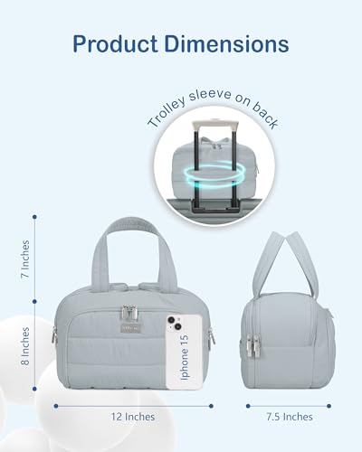 TOPDesign Travel Toiletry Bag, Puffer Makeup Organizer with Compartments - color: Light Grey