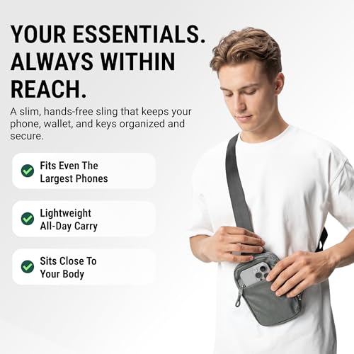 Travel Sling Bag for Men & Women, Anti-Theft RFID Blocking Crossbody Bags - color: Gray Standard
