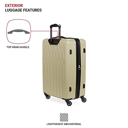 SwissGear 8018 Expandable Luggage, Hard Shell Medium Luggage with Spinner Wheels - color: Sand, size: Checked-Medium 24-Inch