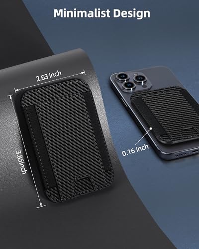 HiWe for MagSafe Wallet, 7 Cards Holder, RFID Blocking, Stronger Magnets - color: Carbon Fiber Wallet - Black Band