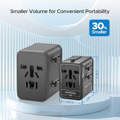 Universal Travel Adapter 30W GaN, All-in-One International Power Adapter