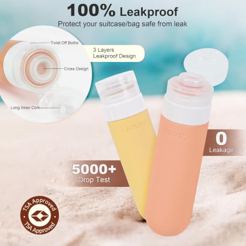 Quatish 15 Pack Travel Bottles Toiletries,Travel Size Containers,Macaron - color: Macaron