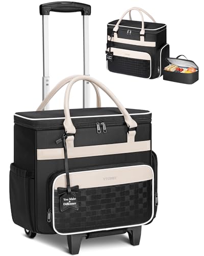 Ytonet Rolling Laptop Bag Women, 15.6 In Rolling Briefcase for Women - color: Black